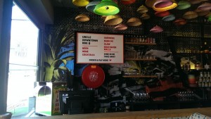 Entrance and downstairs bar menu