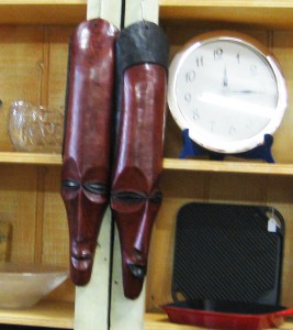 Items displayed behind the counter