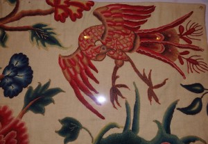 Jacobean embroidered bird - this work was first done in the early 1600s