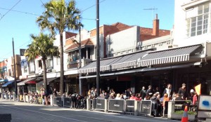 In front of the famous cake shops