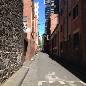 Looking west along the laneway